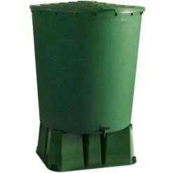 Récupérateur D'eau De Pluie Rond 500 L + Socle + Kit Raccord Chéneau - Vert - BelliJardin - Vert