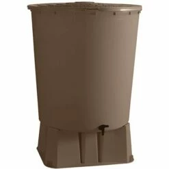 Récupérateur D'eau De Pluie Rond 500 L + Socle + Kit Raccord Chéneau - Taupe - BelliJardin - Taupe