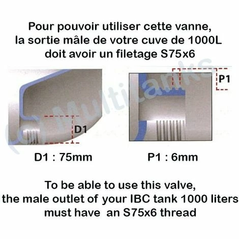 CPP Vanne à Bille 70mm Avec écrou Flottant Et Joints LDPE - S60x6 5 CPP Vanne à Bille 70mm Avec écrou Flottant Et Joints LDPE - S60x6 – Image 3