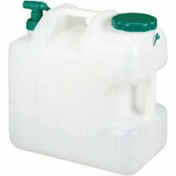 Relaxdays Bidon D’eau Avec Robinet, 25 Litres, Plastique Sans BPA, Couvercle, Poignée, Réservoir, Blanc/vert -Promos Récupération Magasin 35401028 2
