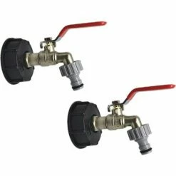 ALMI Robinet Cuve 1000L,Robinet Pour IBC Robinet Recuperateur Eau De Pluie Adaptateur De Cuve Robinet,Adaptateur De Réservoir De Vidange,Robinet En Laiton Fabriqué En PP Filetage Gros 60 Mm (Red 1/2")