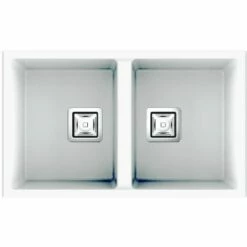 POALGI Cuve Sous Plan HEKLA 184 - Granit - Blanc Snow - 75 Cm - 2 Bacs