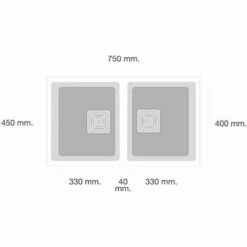 POALGI Cuve Sous Plan HEKLA 184 - Granit - Blanc Snow - 75 Cm - 2 Bacs -Promos Récupération Magasin 43996225 3