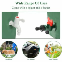 TODECO Récupérateur Eau De Pluie Pliable 225L, Collecteur Tonneau Eau De Pluie Gouttiere, Recuperateur Eau Avec Robinet, Filtre, Soupape De Décharge, 6X Tiges De Support, Couvercle, Cuve Eau Jardin - Vert -Promos Récupération Magasin 44748064 2