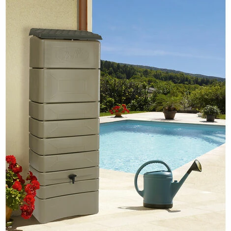Récupérateur à Eau Mural 300 L, Taupe Avec Couvercle, Robinet, Fixation Murale Et Kit Raccord Chéneau - Bellijardin - Taupe 4 Récupérateur à Eau Mural 300 L, Taupe Avec Couvercle, Robinet, Fixation Murale Et Kit Raccord Chéneau - Bellijardin - Taupe – Image 2