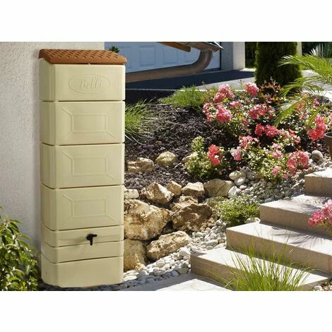 Récupérateur à Eau Mural 300 L, Beige Avec Couvercle, Robinet, Fixation Murale Et Kit Raccord Chéneau - Bellijardin - Beige 4 Récupérateur à Eau Mural 300 L, Beige Avec Couvercle, Robinet, Fixation Murale Et Kit Raccord Chéneau - Bellijardin - Beige – Image 2