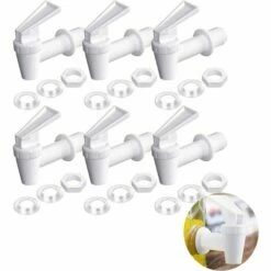 6 Pcs Plastique Robinet, Robinet Distributeur Tonneau, Distributeur De Boissons, Pas De Gouttes, Pas De Fuites, Pour Fermenter Le Vin, La Bière, Le Jus De Fruits, Bec Verseur Réutilisable, Blanc,Starlight