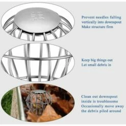 CHANCEY Crépine De Filtre En Acier Inoxydable 304 De Garde De Gouttière, Arrête Le Blocage Des Graines De Feuilles Et D'autres Outils De Nettoyage De Gouttièr - 38mm,SEMAket,argent -Promos Récupération Magasin 56094551 5