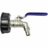 AOUGO Robinet De Réservoir 1000L, Robinet Pour Collecteur D'eau De Pluie IBC, Adaptateur De Réservoir, Adaptateur De Réservoir De Vidange, Robinet En Laiton En PP Filetage Grossier 60 Mm (bleu 3/4")