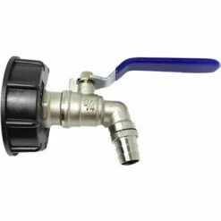 AOUGO Robinet De Réservoir 1000L, Robinet Pour Collecteur D'eau De Pluie IBC, Adaptateur De Réservoir, Adaptateur De Réservoir De Vidange, Robinet En Laiton En PP Filetage Grossier 60 Mm (bleu 3/4")