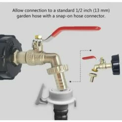 ENLENK Robinet Cuve 1000l, S60X6 Adaptateur De Réservoir De Vidange IBC, 1/2 Pouce Robinet Sortie Raccord Vanne, Robinet En Laiton Pour Réservoir D'eau De Pluie IBC 1000L -Promos Récupération Magasin 60169175 3