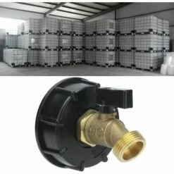 AOUGO Robinet De Réservoir IBC, Adaptateur De Réservoir Fourre-Tout IBC Connecteur De Tuyau De Vidange à Filetage Mâle G3/4 Pièce De Raccord D'outil De Vanne De Robinet De Tuyau En Laiton -Promos Récupération Magasin 60281812 5