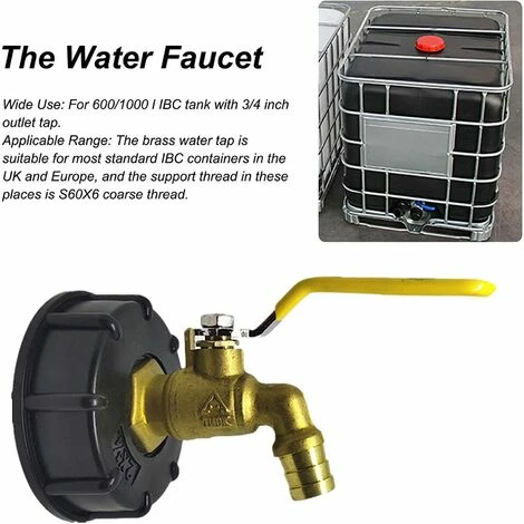 AOUGO Pour IBC Adaptateur De Cuve Robinet Sortie Raccord Vanne Robinet Raccords De Tuyau D'arrosag Convient Aux Réservoirs De Stockage Pour IBC De 600/1000 L Avec Sortie D'eau De 3/4 Pouce. 7 AOUGO Pour IBC Adaptateur De Cuve Robinet Sortie Raccord Vanne Robinet Raccords De Tuyau D'arrosag Convient Aux Réservoirs De Stockage Pour IBC De 600/1000 L Avec Sortie D'eau De 3/4 Pouce. – Image 5