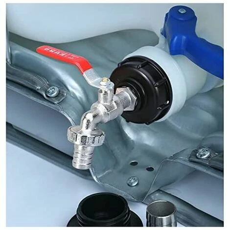 JOORRT Robinet Cuve 1000L Robinet Recuperateur Eau De Pluie, Adaptateur De Réservoir D'eau IBC 1/2 Double Robinet Recuperateur Eau De Pluie,Robinet En Matériau En Alliage Fabriqué En PP Filetage Gros 60 Mm 6 JOORRT Robinet Cuve 1000L Robinet Recuperateur Eau De Pluie, Adaptateur De Réservoir D'eau IBC 1/2 Double Robinet Recuperateur Eau De Pluie,Robinet En Matériau En Alliage Fabriqué En PP Filetage Gros 60 Mm – Image 4