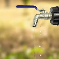 SINCèREETALI Robinet De Réservoir 1000L, Robinet Pour Collecteur D'eau De Pluie IBC, Adaptateur De Réservoir, Adaptateur De Réservoir De Vidange, Robinet En Laiton En PP Filetage Grossier 60 Mm (bleu 3/4") -Promos Récupération Magasin 63821506 4