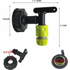 AOUGO Robinet Cuve 1000l Plastique Avce Raccord Tuyau D'arrosage, Adaptateur De Robinet De Réservoir IBC, Connecteur à Filetage 3/4 Pouces Pour Recuperateur Eau De Pluie, Réservoir De Carburant (A) -Promos Récupération Magasin 63966835 3