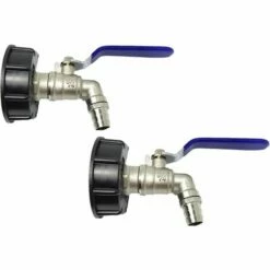 QERSTA Raccord Robinet En Laiton Chromé Pour Cuve IIBC 3/4" Double Robinet, PP Filetage Gros 60 Mm0L, 2PCS