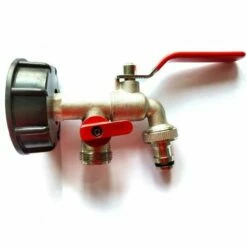 Devenirriche Adaptateur De Réservoir IBC, Adaptateur De Vidange De Réservoir IBC à Double Tête S60X6 Vers Robinet De Jardin En Laiton Avec Raccord De Tuyau De 1,9 Cm Pour Huile, Carburant, Eau