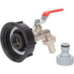 Devenirriche Robinet Cuve 1000L Robinet Recuperateur Eau De Pluie, Adaptateur De Réservoir D'eau IBC 1/2" Double Robinet Recuperateur Eau De Pluie,Robinet En Laiton Fabriqué En PP Filetage Gros 60 Mm (1pc) -Promos Récupération Magasin 64756271 4