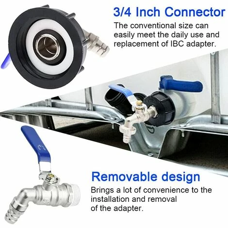 LLOVE Adaptateur De Réservoir De Vidange IBC S60x6 Vanne Robinet 3/4'' Adaptateur De Robinet De Réservoir IBC Adaptateur De Cuve Adaptateur De Réservoir D'eau Robinet à Boisseau Sphérique 5 LLOVE Adaptateur De Réservoir De Vidange IBC S60x6 Vanne Robinet 3/4'' Adaptateur De Robinet De Réservoir IBC Adaptateur De Cuve Adaptateur De Réservoir D'eau Robinet à Boisseau Sphérique – Image 3