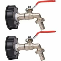 LLOVE Robinet Cuve 1000L Robinet Recuperateur Eau De Pluie, Adaptateur De Réservoir D'eau IBC 1/2" Double Robinet Recuperateur Eau De Pluie,Robinet En Laiton Fabriqué En PP Filetage Gros 60 Mm (2pcs)