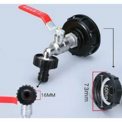 MèREÉTERNEL Robinet Cuve 1000L Avec Adaptateur Robinet Tuyau Arrosage, S60X6 IBC Raccord Robinet, Robinet De Jardin Pour Recuperateur Eau De Pluie (Adaptateur En Plastique 3/4") Ternel -Promos Récupération Magasin 65182898 3