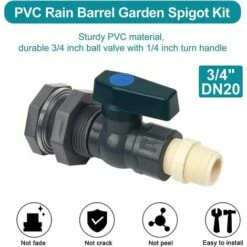 LADACèE Connecteur Réservoirs D'eau En PVC Robinet Baril De Pluie En PVC 3/4 Pouce Avec Raccord De Cloison Et Adaptateur De Tuyau -Promos Récupération Magasin 65615889 3