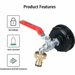 BAICCCF Robinet De Cuve De Récupération D'eau 1pcs Robinet De Réservoir Ibc 1000l Robinet De Récupération D'eau De Pluie, Adaptateur De Réservoir D'eau Ibc 1/2quot; Robinet De Collecte D'eau De Pluie Double, Robinet En Laiton En Pp Grossier T -Promos Récupération Magasin 66995042 4