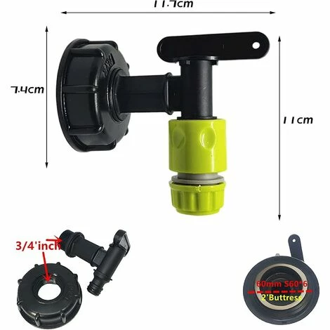 BAICCCF Robinet De Cuve De Récupération D'eau One Pie 1000l Robinet De Réservoir En Plastique Avec Connecteur De Tuyau D'arrosage, Adaptateur De Robinet De Réservoir Ibc, Connecteur Fileté 3/4 Pouce Pour Collecteur D'eau De Pluie, Réservoir De Carburant (a) 4 BAICCCF Robinet De Cuve De Récupération D'eau One Pie 1000l Robinet De Réservoir En Plastique Avec Connecteur De Tuyau D'arrosage, Adaptateur De Robinet De Réservoir Ibc, Connecteur Fileté 3/4 Pouce Pour Collecteur D'eau De Pluie, Réservoir De Carburant (a) – Image 2