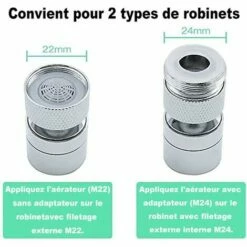 BAICCCF Robinet De Cuve De Récupération D'eau 2pcs 360 Pivotant Robinet Aérateur Laiton 2 Modes Réglable Robinet De Cuisine Filtre Barboteur Avec Adaptateur De Buse - Pour Robinets Avec Buse À Filetage Externe M22 Ou -Promos Récupération Magasin 66995130 4