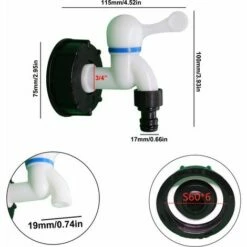 FLYME Adaptateur De Réservoir IBC S60x6 Vanne Robinet Robinet En Plastique Connecteur De Tuyau Tonne Baril Raccord Adaptateur Pour Récupérateurs Eau De Pluie Raccord Sortie Raccord -Promos Récupération Magasin 67812355 4